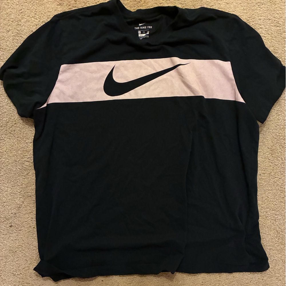Nike Dri-fit Black Tee with Pink Stripe
